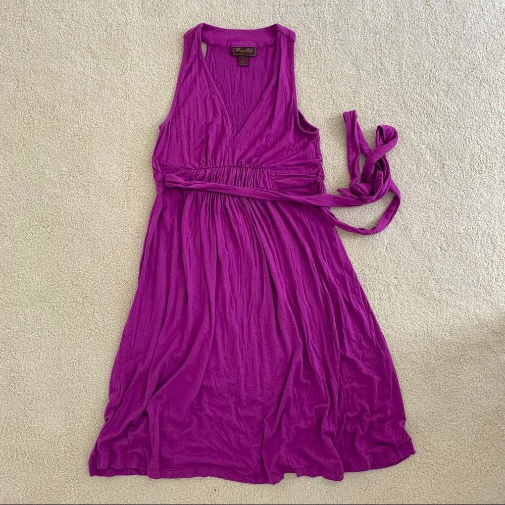 Orchid purple full skirt jersey casual dress